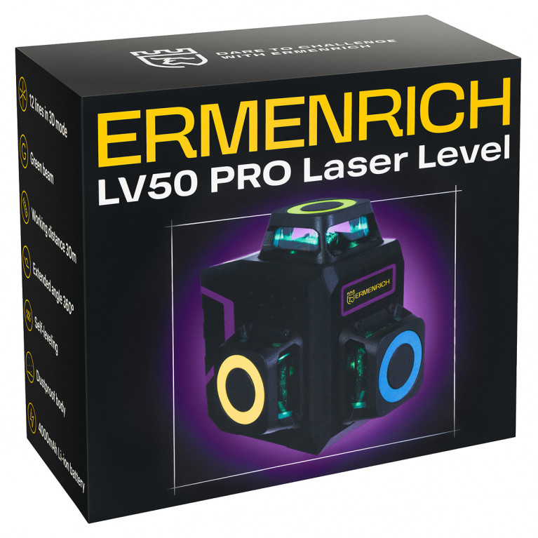 Лазерный уровень Ermenrich PRO LV50 фиолетовый