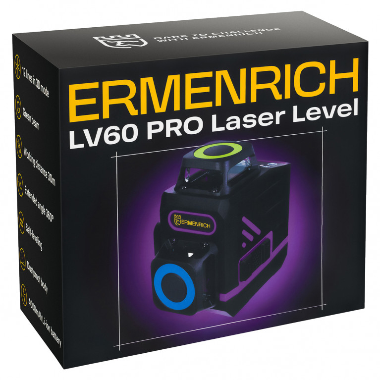 Лазерный уровень Ermenrich PRO LV60 фиолетовый